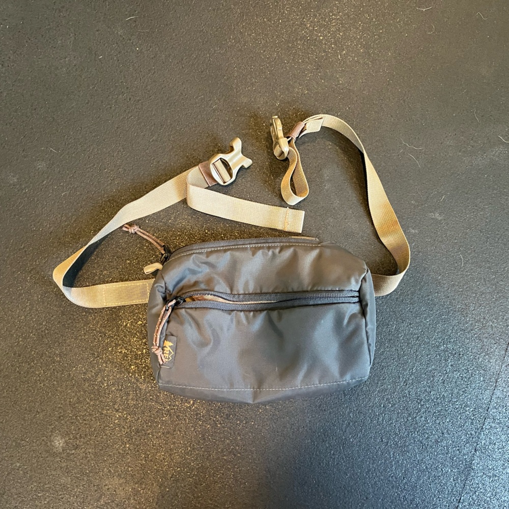 Gray REI bike hip pack